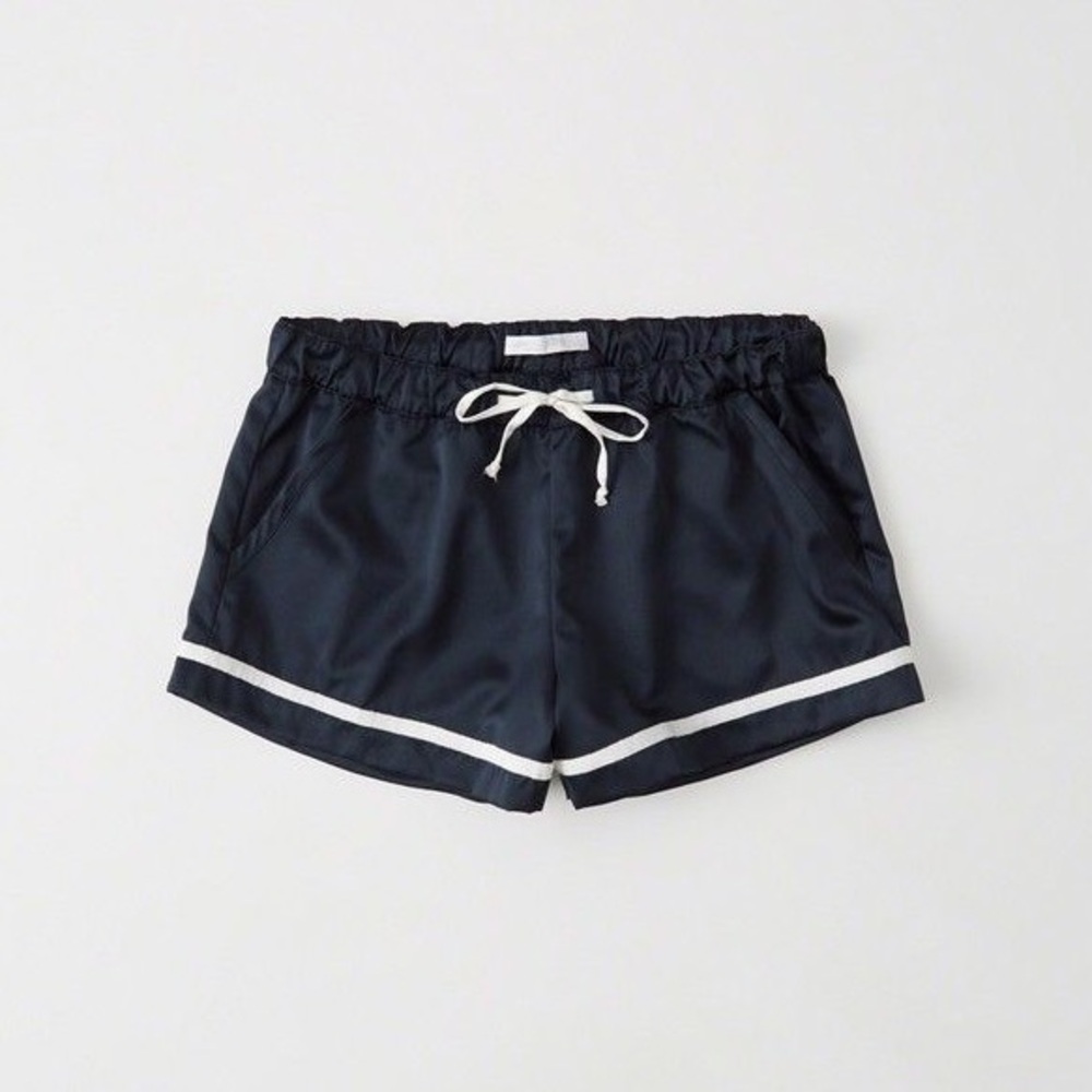 NEW A&F Navy and white Satin Pj Shorts | M